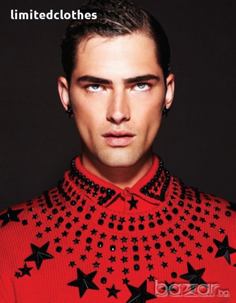 GIVENCHY RED STARS AND CRYSTAL BEADS Мъжка Тениска с Кристали и Звезди size XS, снимка 1