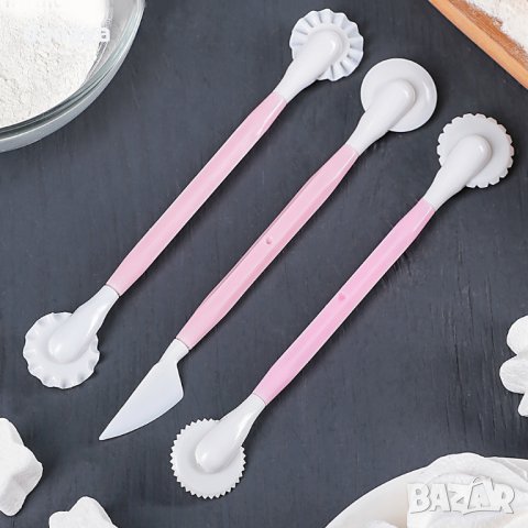 981 Комплект двойни резци за фондан шоколад сладкарски инструменти, снимка 3 - Прибори за хранене, готвене и сервиране - 25704043