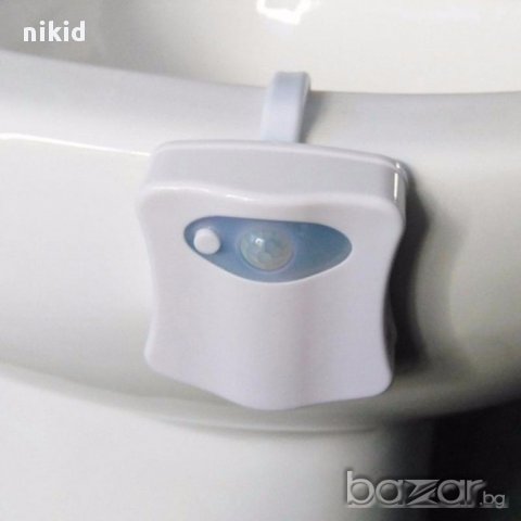 8 16 LED цвят сензорна лампа за wc гърне тоалетна чиния нощна лампа, снимка 3 - Настолни лампи - 17298960