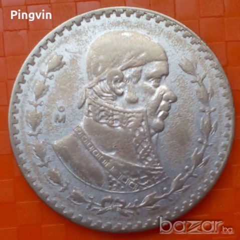 МЕКСИКО 1 песо 1960 - СРЕБРО, снимка 2 - Нумизматика и бонистика - 20253319