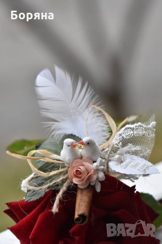 подаръци за гости гълъби на канелена пръчка, снимка 2 - Сватбени аксесоари - 23908240
