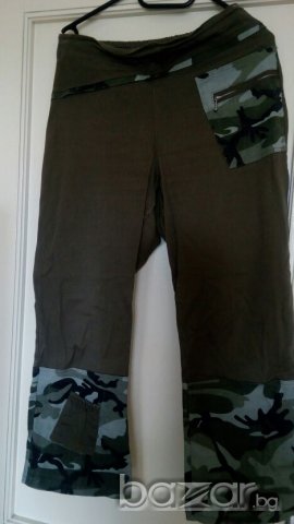 Масленозелен панталон 7/8, с маскировъчни елементи, снимка 2 - Панталони - 20762803