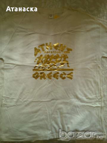 Чисто нова тениска със златиста щампа "Athens Marathon Greece", снимка 2 - Тениски - 15994463