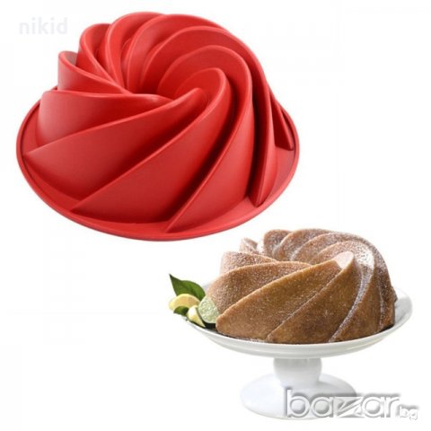 голяма висока спирала силиконова форма тава за направа печене кекс торта желиран сладкиш, снимка 3 - Форми - 17760356