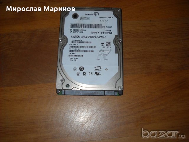 4.2.хард диск за лаптоп Seagate 160 GB-SАTA 2.5”,5400 RPM.НЕ РАБОТИ-има бад сектори,може да се ползв, снимка 1