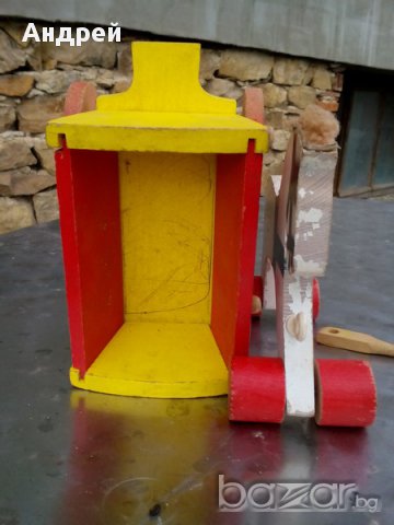 Стара дървена играчка Конче с каручка, снимка 5 - Антикварни и старинни предмети - 17897143