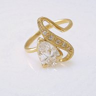 златен пръстен с циркон КАПКА 3.27 грама, снимка 2 - Пръстени - 18001737
