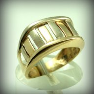 златен пръстен ЖЪЛТО И БЯЛО злато 4.01 грама/ размер №57, снимка 6 - Пръстени - 11214586