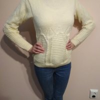 Ръчно плетена блуза с интересна плетка, снимка 6 - Блузи с дълъг ръкав и пуловери - 15652415