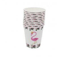 Фламинго Хаваи 10 бр картонени чаши парти рожден ден, снимка 1 - Чаши - 22316781