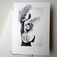 Картичка "Лебед" / балерина, танц, изкуство, снимка 1 - Други - 21060695