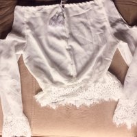 Бяла блуза с дантела и връвки, снимка 2 - Ризи - 24521481