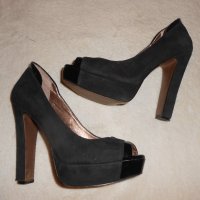 Черни високи обувки BSB номер 36 и половина , снимка 1 - Дамски елегантни обувки - 22306865