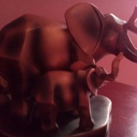 Слон с малко слонче.Масивна,стилизирана пластика, снимка 2 - Статуетки - 19920897