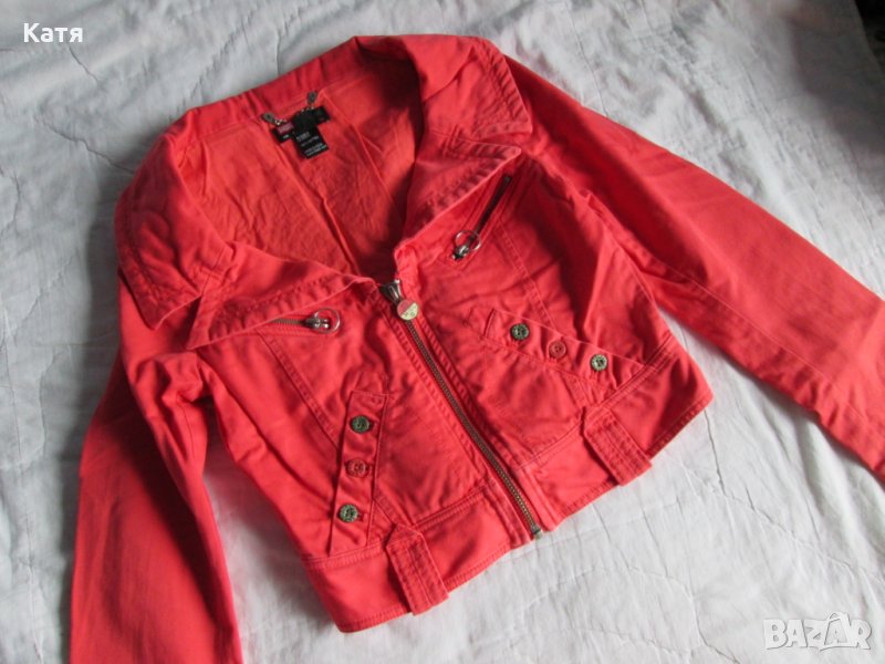 Късо яке Diesel голяма яка бродерия на гърба оранж, размер S, снимка 1