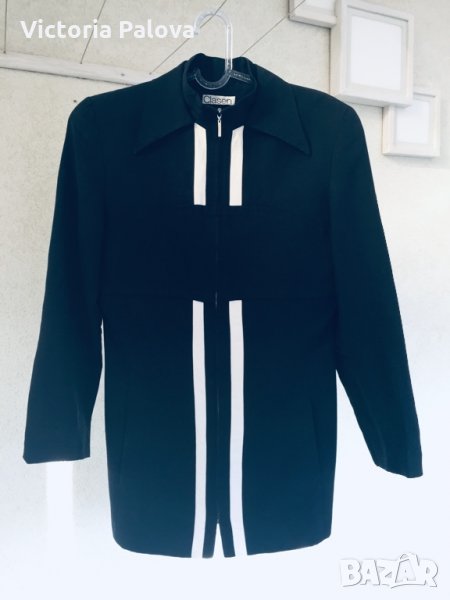 Ефектно тъмно-синьо сако-яке,лен и вискоза, снимка 1