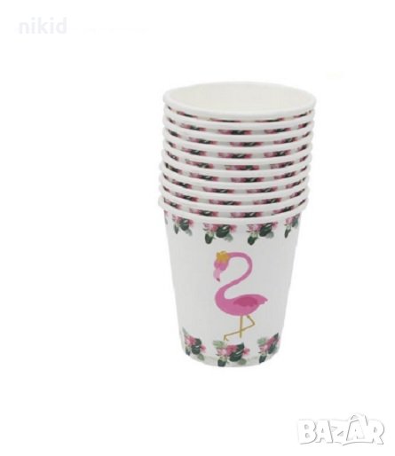 Фламинго Хаваи 10 бр картонени чаши парти рожден ден, снимка 1