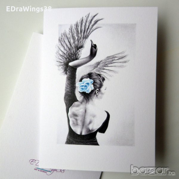 Картичка "Лебед" / балерина, танц, изкуство, снимка 1