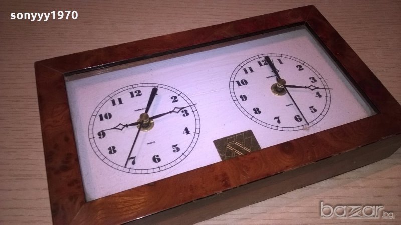 herralz-двоен часовник-25х15х5см-внос швеицария, снимка 1