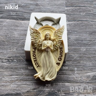 Ангел пазител текст guide protect силиконов молд форма декорация торта фондан шоколад украса гипс, снимка 1
