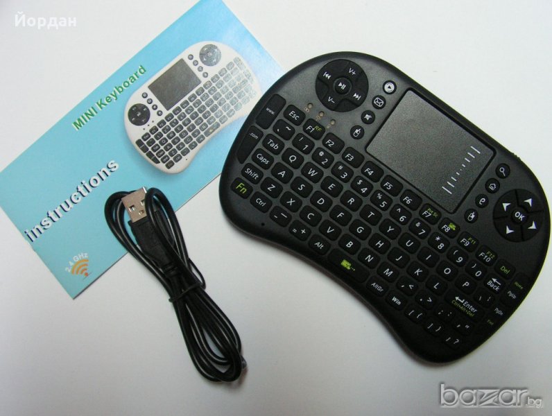 Mini Qwerty безжична Wi-Fi клавиатура с тъчпад за компютър и Smart TV Телевизор, снимка 1