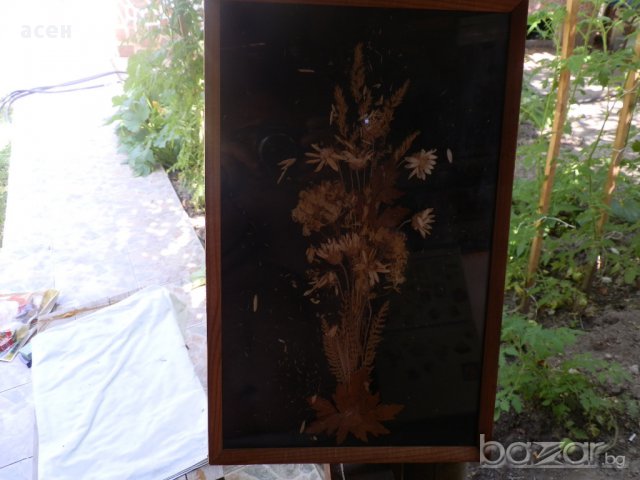 пано- сухи цветя-, снимка 3 - Антикварни и старинни предмети - 11424399