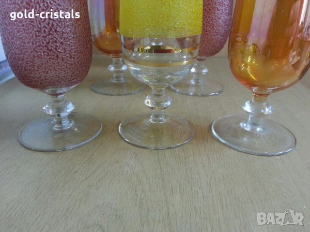ретро стъклени цветни чаши , снимка 3 - Антикварни и старинни предмети - 25188609