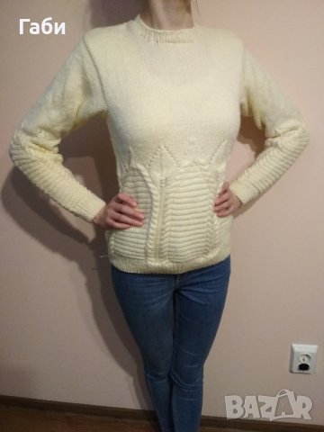 Ръчно плетена блуза с интересна плетка, снимка 6 - Блузи с дълъг ръкав и пуловери - 15652415