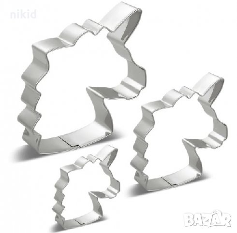 3 размера глава Еднорог метални резци форми за сладки бисквитки бисквити фондан