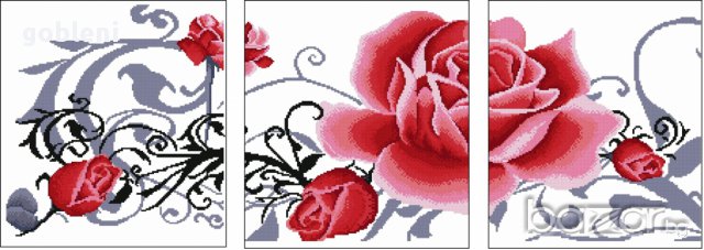 гоблен-триптих "РОЗИ АРТ"-Д44;/16*48/см. 11 цвята;33лв