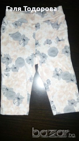 Нов панталон на цветя - ватиран 68см, снимка 1 - Панталони и долнища за бебе - 16668492
