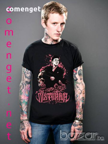 ПРОМО ЦЕНА! Мъжка тениска SCARFACE СКАРФЕЙС DISTURBIA! Поръчай модел с твоя снимка!