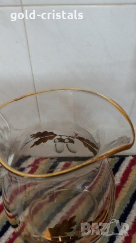 стара стъклена кана с позлата , снимка 5 - Антикварни и старинни предмети - 21959191