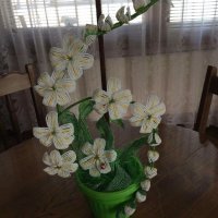 Орхидея от мъниста, снимка 6 - Декорация за дома - 20070270