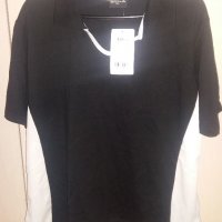 Черна тениска с яка, снимка 1 - Тениски - 20405538