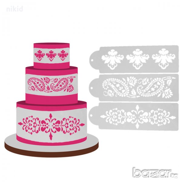 3 бр народни носии многократни шаблон стенсил шаблон спрей торта украса кекс декорация с пудра захар, снимка 1