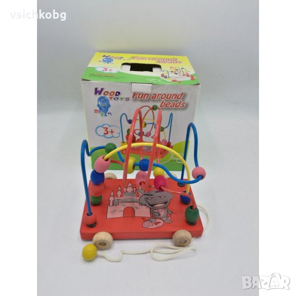 Лабиринт-пъзел от дърво, с метална конструкция и колелца, с възможност да се дърпа., снимка 1