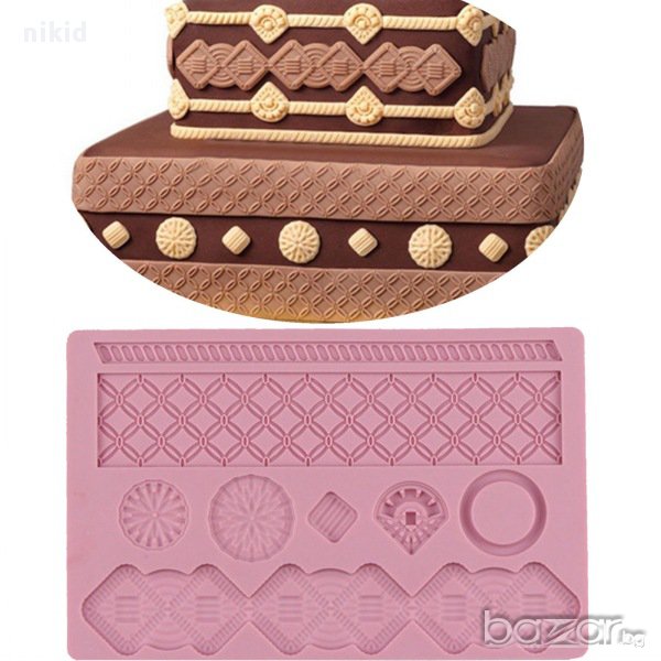 дантела решетка мрежа въже кант борд огромен силиконов молд форма украса декор торта фондан шоколад, снимка 1