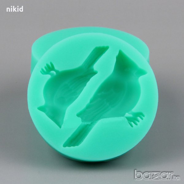 2 бр птички птичка врабче кълвач силиконов молд форма декорация украса фондан шоколад торта гипс, снимка 1