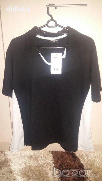 Черна тениска с яка, снимка 1