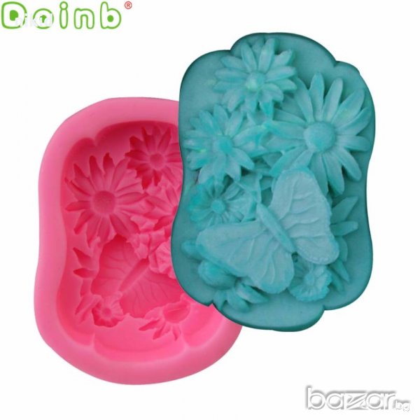 Пеперуда върху гербери калъп форма силиконов молд тесто фондан сапун гипс шоколад мъфини, снимка 1