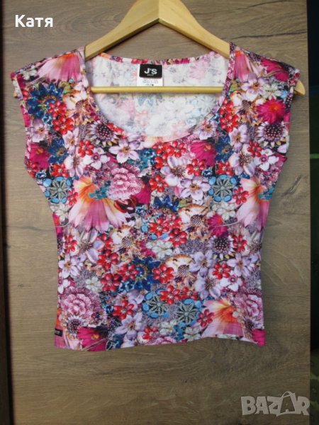 Блузка топ с цветя розово J's Exte by Versace , снимка 1