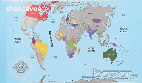 Скреч карта на света за истински пътешественици
