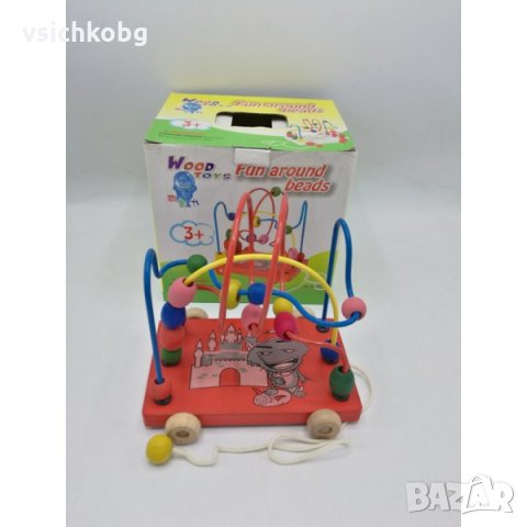 Лабиринт-пъзел от дърво, с метална конструкция и колелца, с възможност да се дърпа., снимка 1