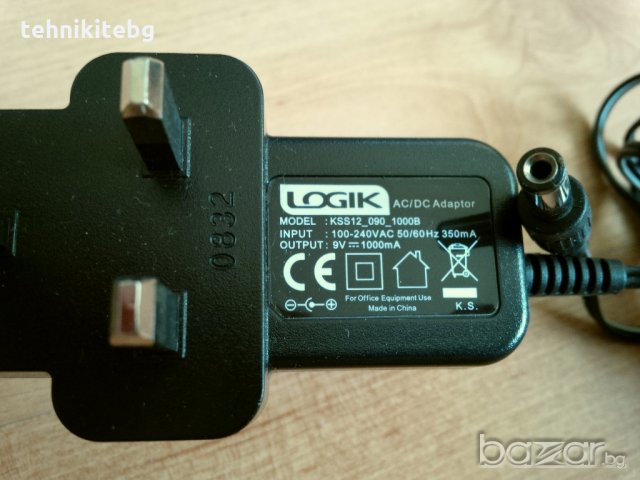 LOGIK - чисто нов адаптер , 9V , 1000mA , внос от Англия