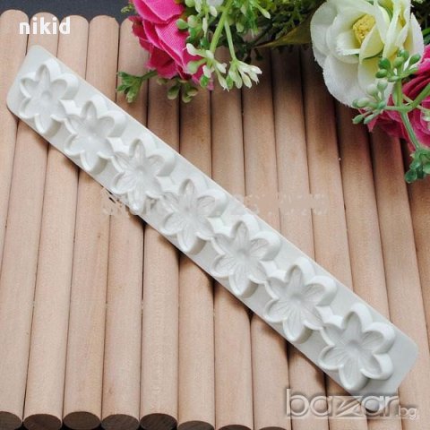 орнамент контур кант борд релса с цветя за за торта фондан пластмасова форма печат резец