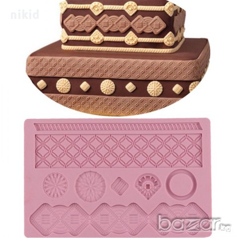 дантела решетка мрежа въже кант борд огромен силиконов молд форма украса декор торта фондан шоколад