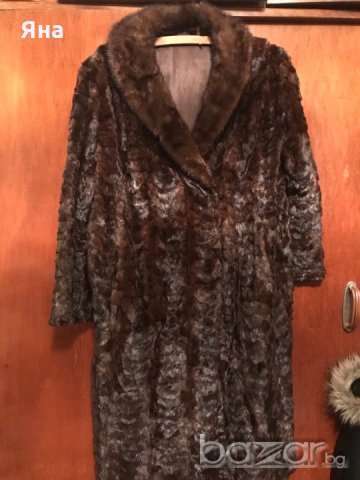Дамско дълго палто- естествена кожа, подарък нова шапка, снимка 1 - Палта, манта - 19917915