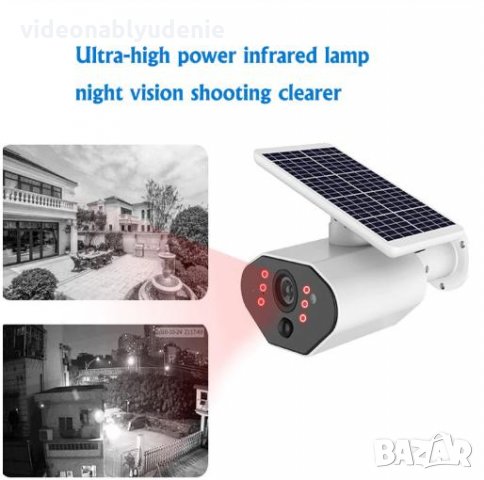 Водоустойчива Wi-Fi Соларна Камера FULL HD 1080P 2х18650 Батерии Микрофон Високоговорител Карта Слот, снимка 3 - Комплекти за видеонаблюдение - 25689497