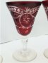 Кристални чаши цветен червен кристал и гарафа , снимка 13
